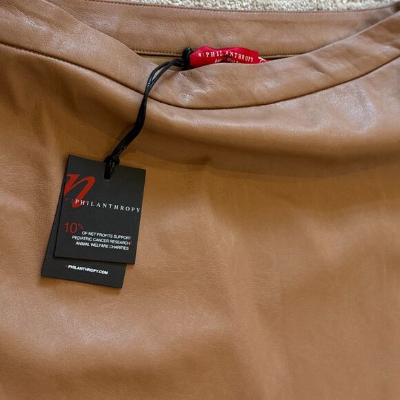NWT*n:Philanthropy Pencil Skirt in Brown Faux Leather - Women's Large - Picture 7 of 8